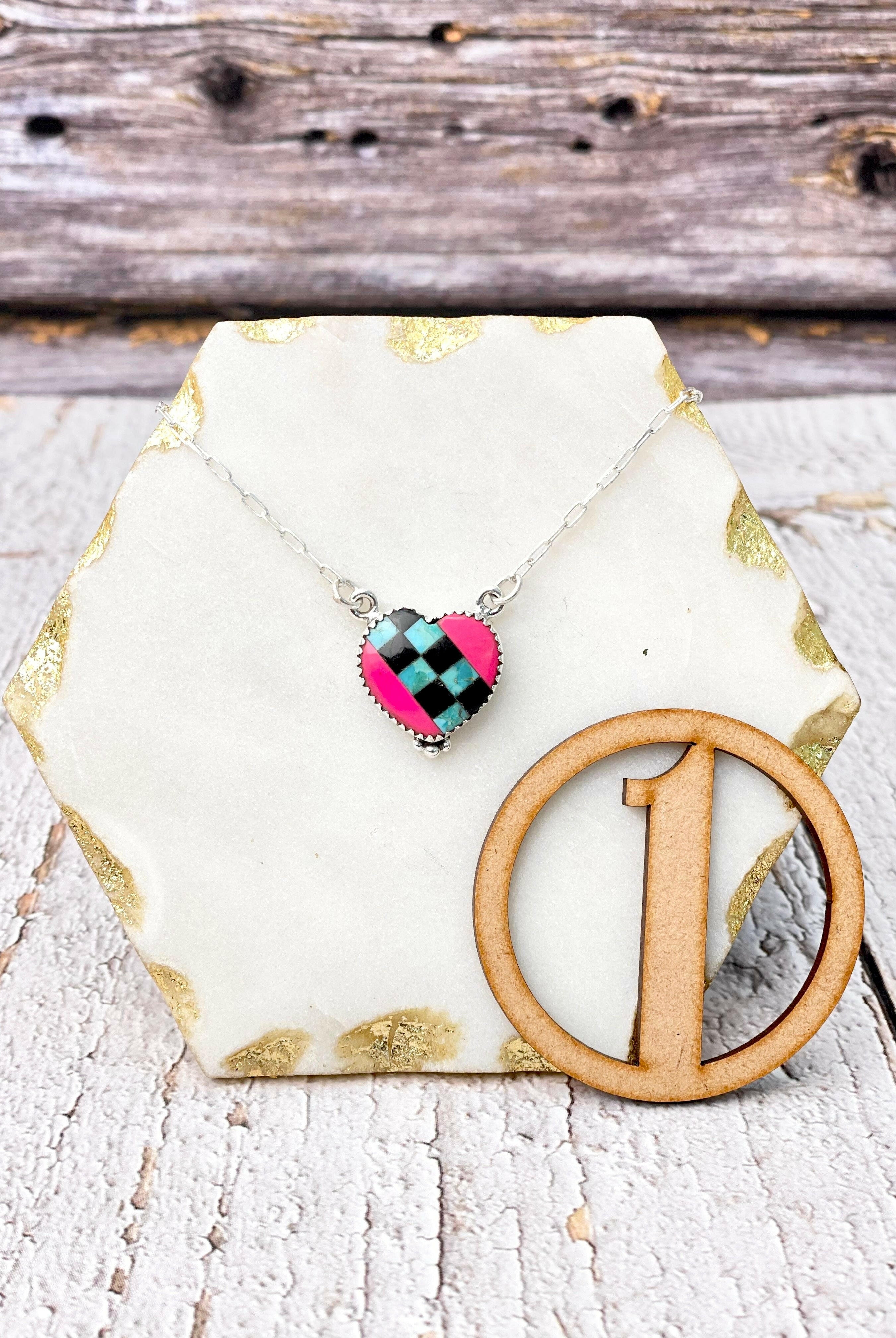 Kandy Hearts Stripe & Checkered Necklaces-Necklaces-Krush Kandy, Women's Online Fashion Boutique Located in Phoenix, Arizona (Scottsdale Area)