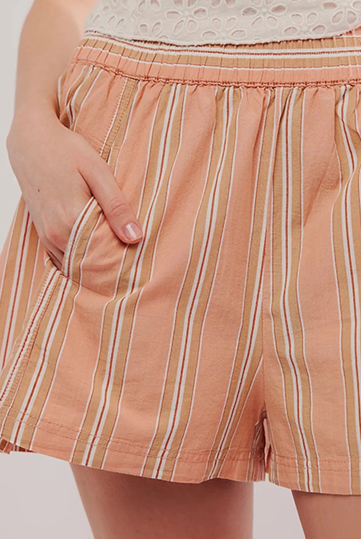 Striped High-Waist Linen Blend Summer Shorts-Shorts-Krush Kandy, Women's Online Fashion Boutique Located in Phoenix, Arizona (Scottsdale Area)