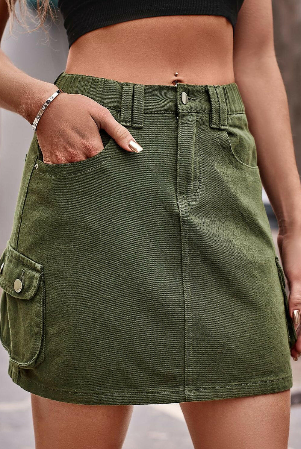 Denim Mini Skirt with Pockets-Krush Kandy, Women's Online Fashion Boutique Located in Phoenix, Arizona (Scottsdale Area)