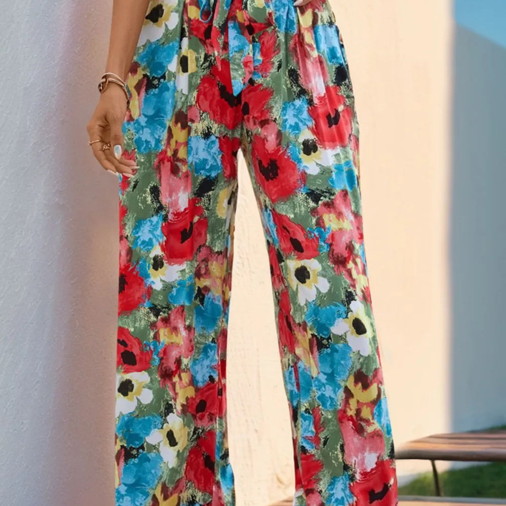 Perfee Tied Printed Wide Leg Pants-pants-Krush Kandy, Women's Online Fashion Boutique Located in Phoenix, Arizona (Scottsdale Area)