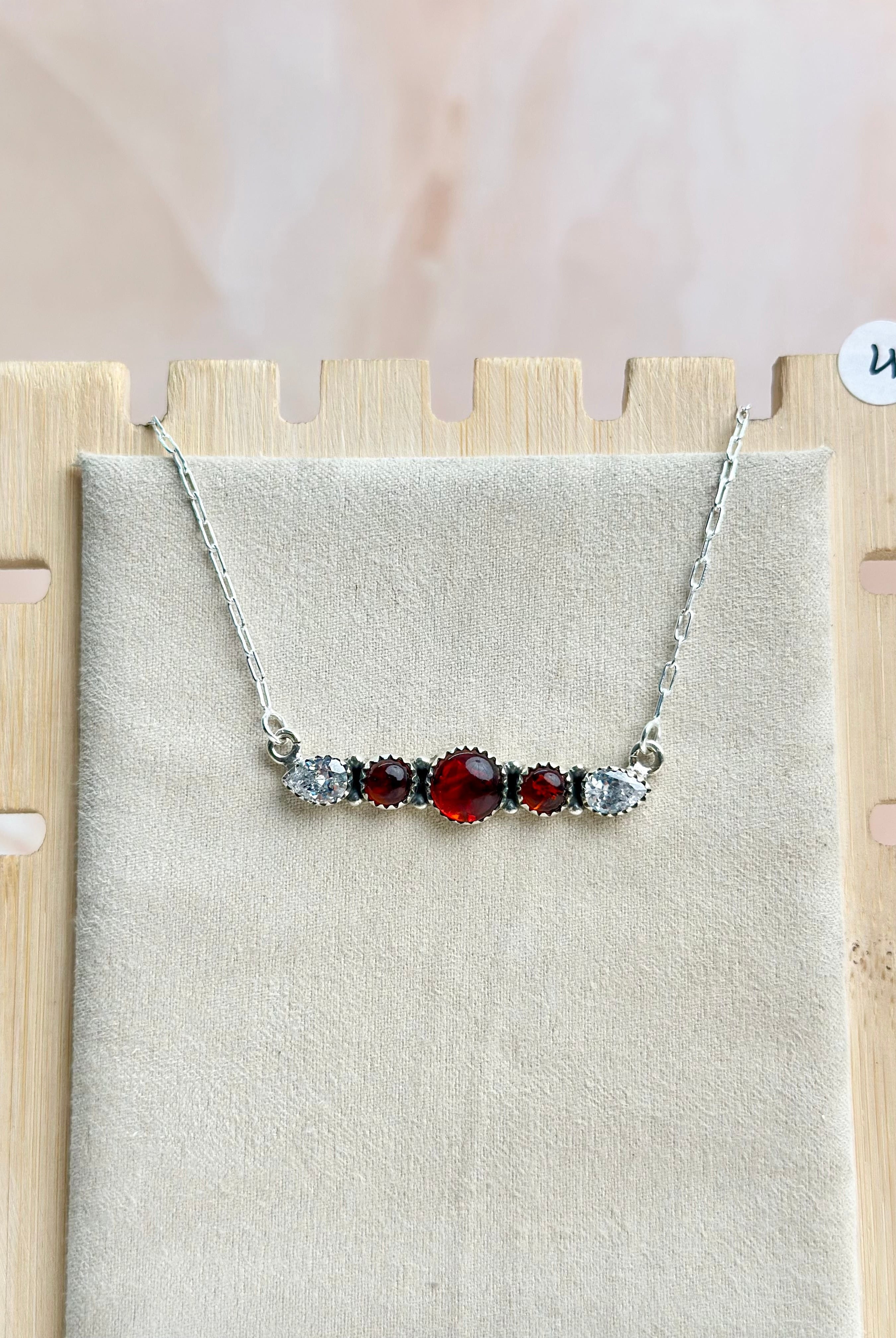Amber, Turquoise & Crystal Dainty Necklace-Necklaces-Krush Kandy, Women's Online Fashion Boutique Located in Phoenix, Arizona (Scottsdale Area)