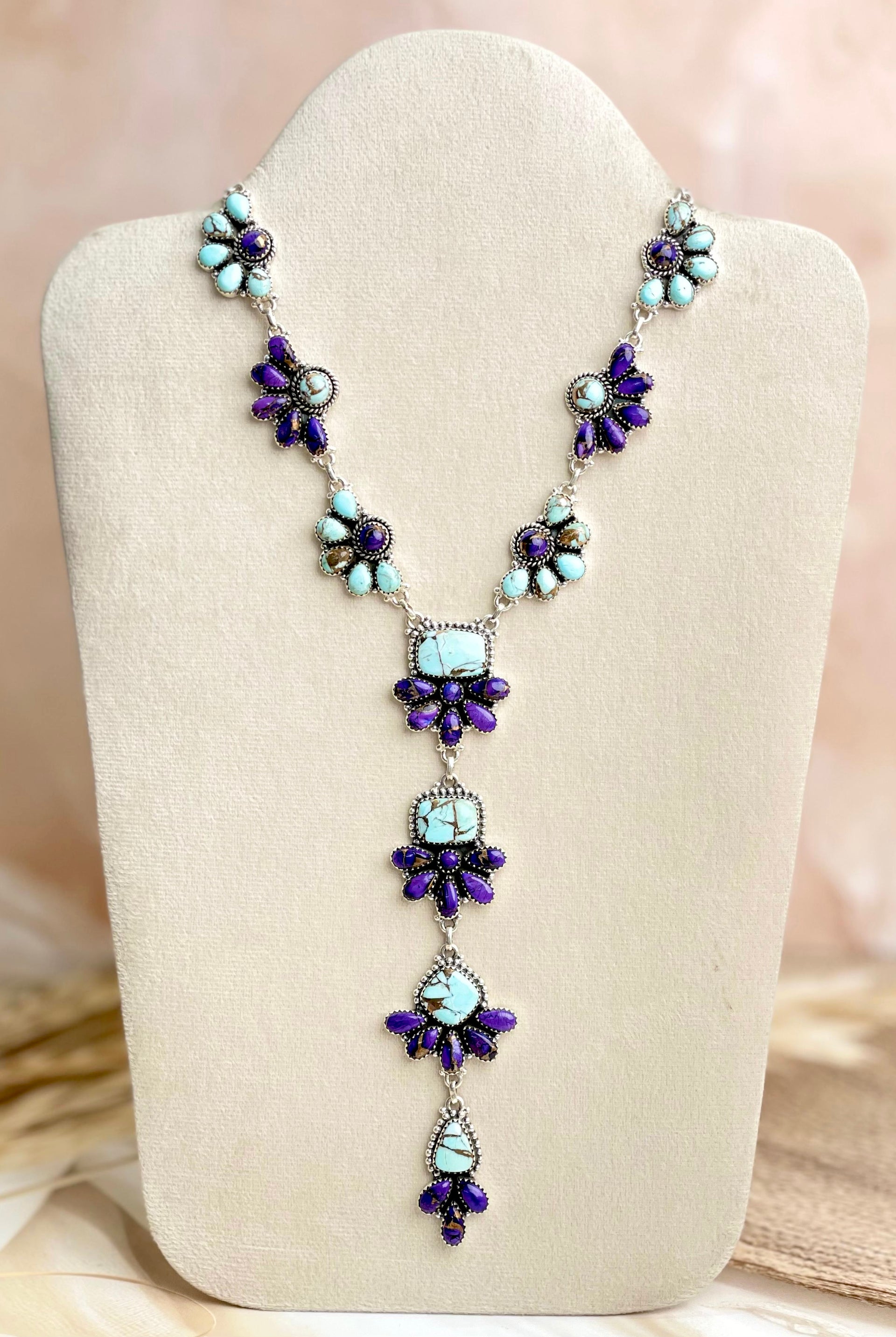 Boho Wishes Multi Dahlia Cluster Necklace-Necklaces-Krush Kandy, Women's Online Fashion Boutique Located in Phoenix, Arizona (Scottsdale Area)