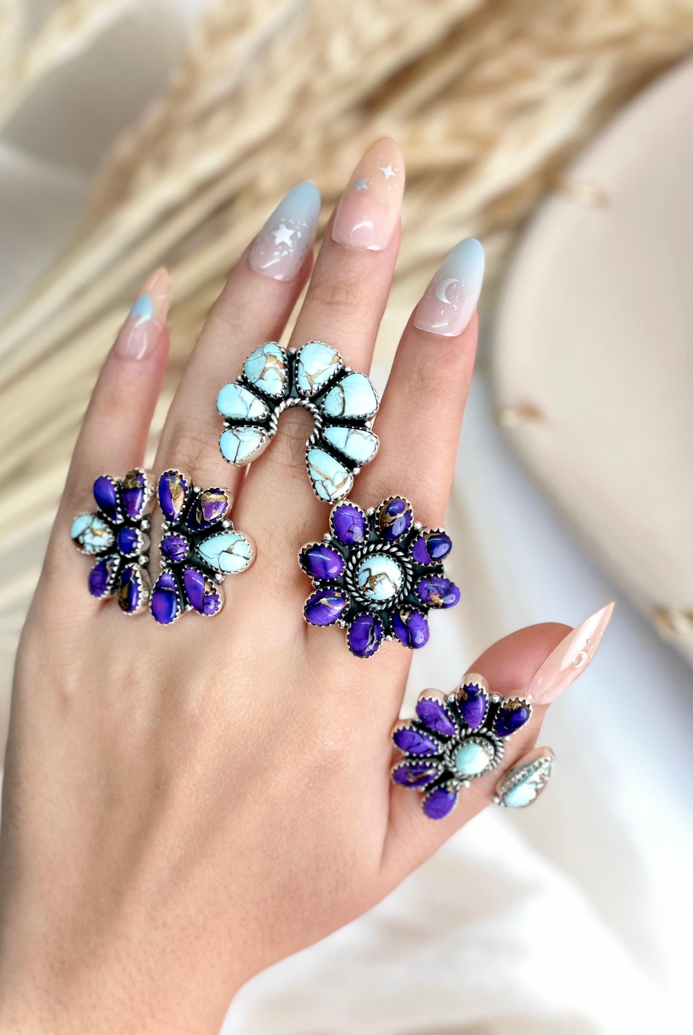 Berry Dahlia Multi Ring Clusters-Rings-Krush Kandy, Women's Online Fashion Boutique Located in Phoenix, Arizona (Scottsdale Area)
