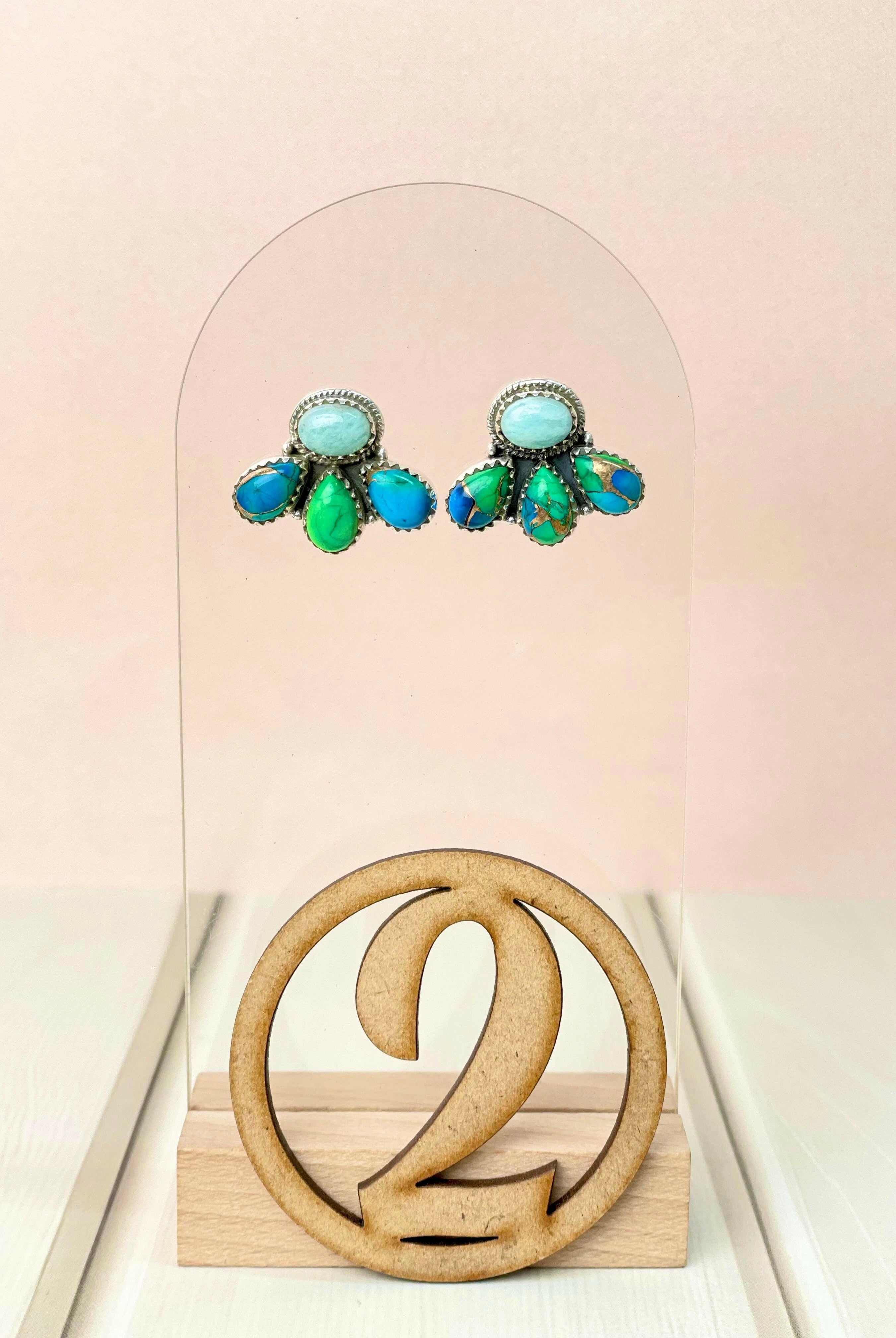 Dainty Peacock Dahlia Studs-Earrings-Krush Kandy, Women's Online Fashion Boutique Located in Phoenix, Arizona (Scottsdale Area)