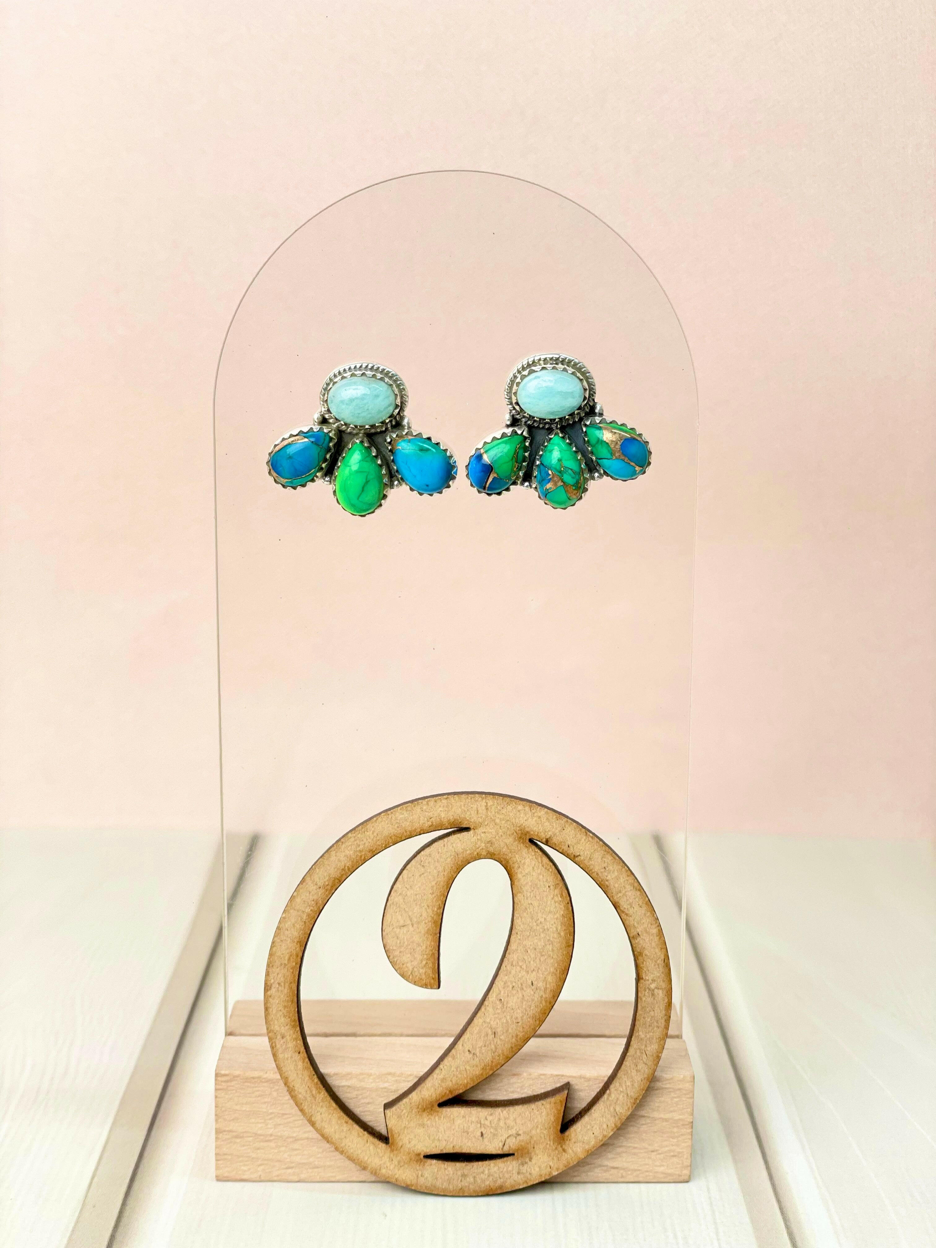 Dainty Peacock Dahlia Studs-Earrings-Krush Kandy, Women's Online Fashion Boutique Located in Phoenix, Arizona (Scottsdale Area)