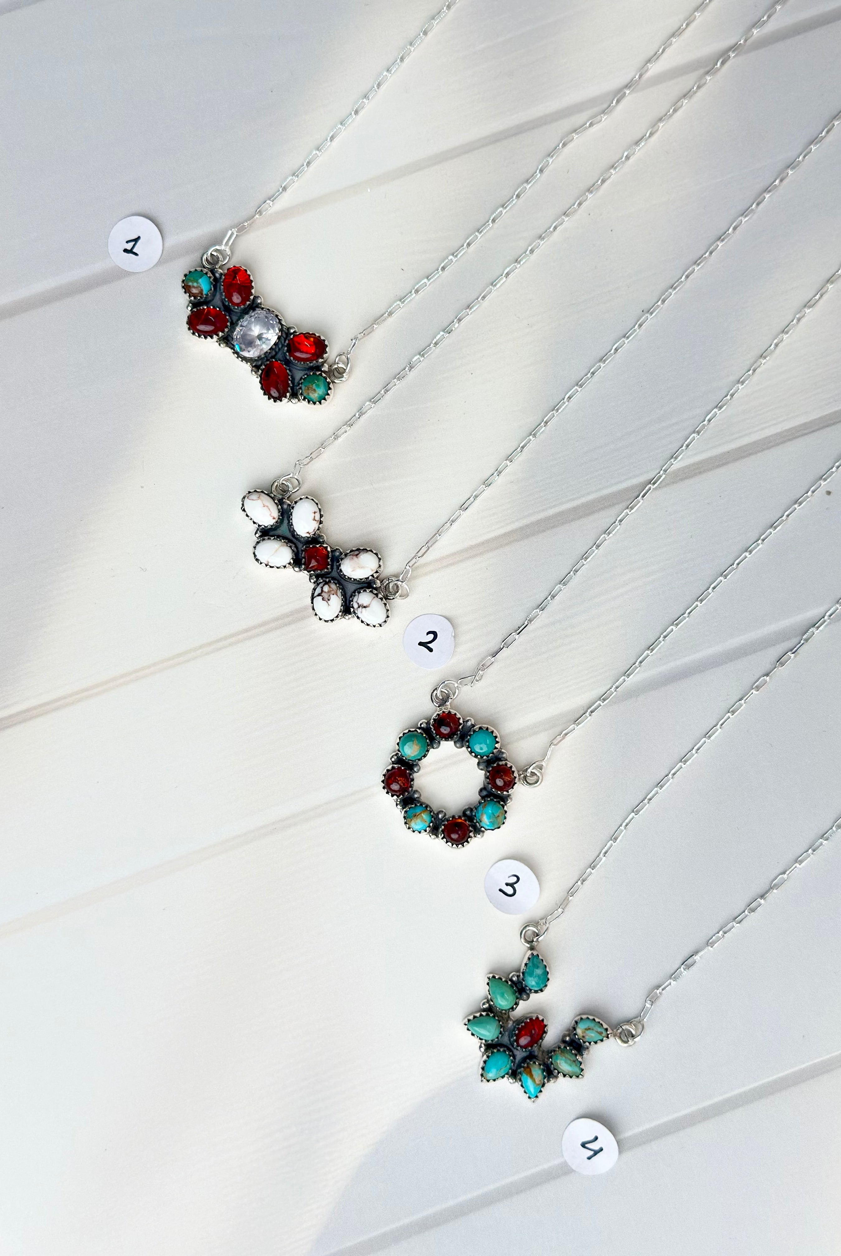 Amber, Turquoise & Crystal Dainty Necklaces-Necklaces-Krush Kandy, Women's Online Fashion Boutique Located in Phoenix, Arizona (Scottsdale Area)