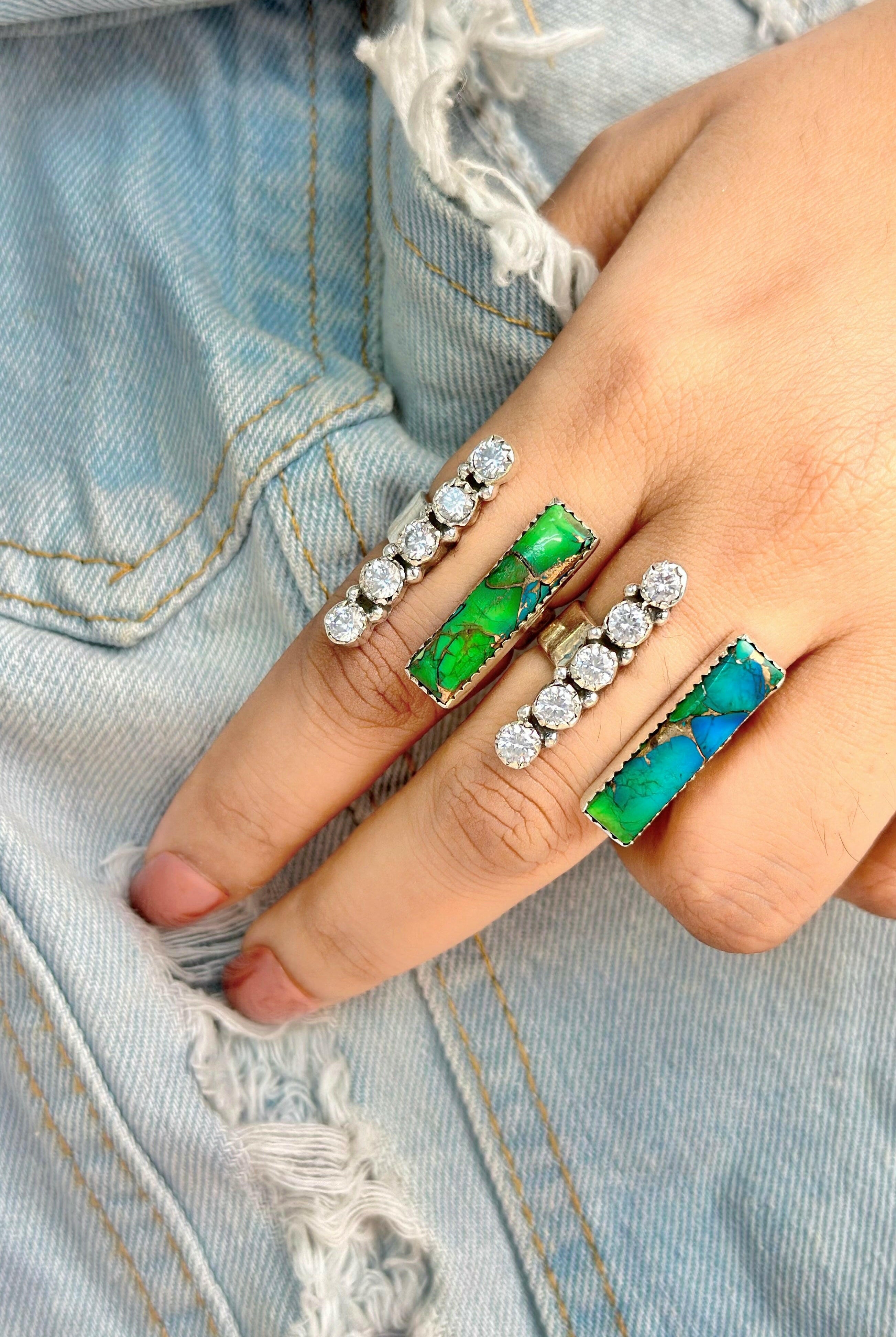 Peacock Dahlia Bar Floater Ring-Rings-Krush Kandy, Women's Online Fashion Boutique Located in Phoenix, Arizona (Scottsdale Area)