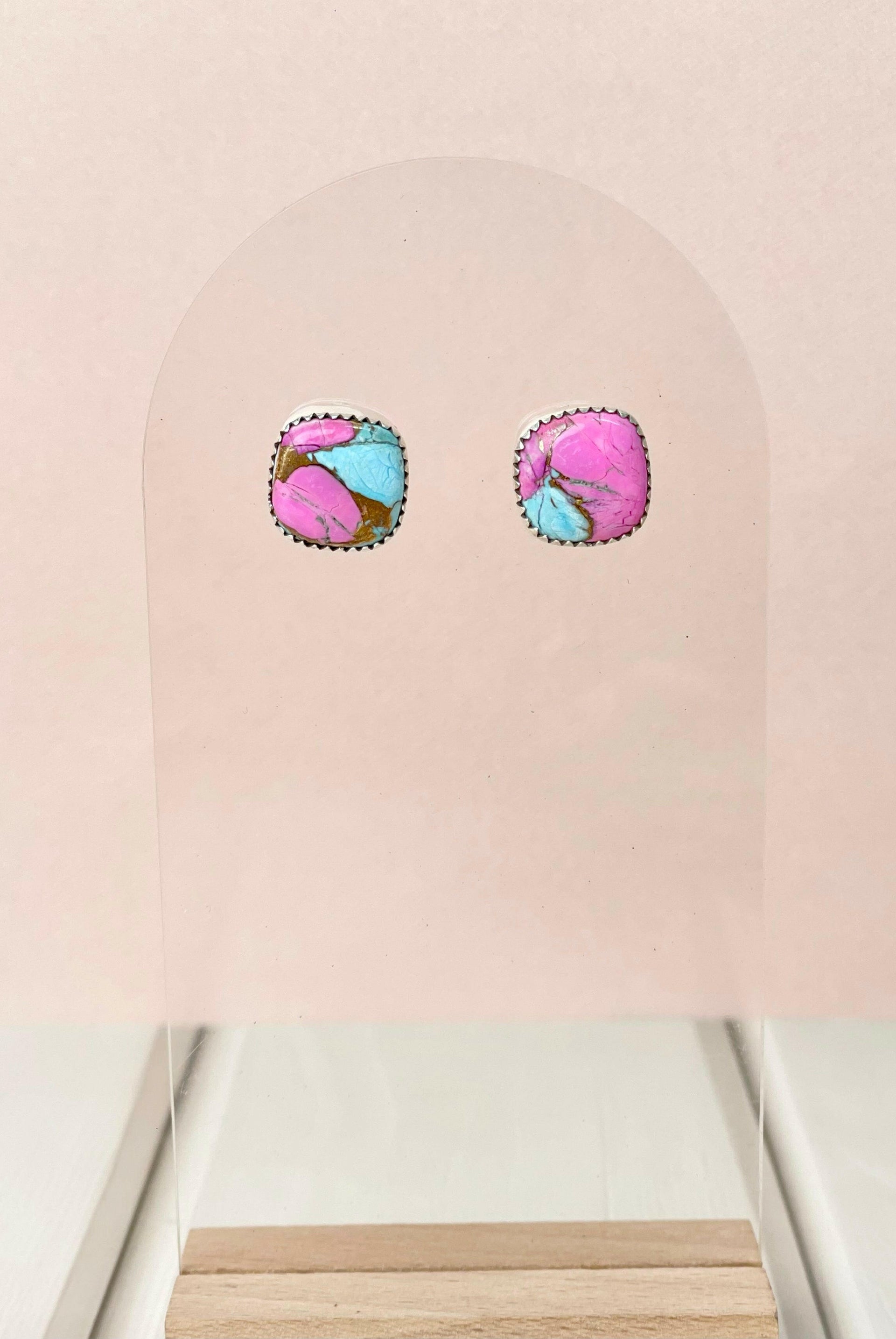 Cotton Candy Slab Studs Bno. 28-Earrings-Krush Kandy, Women's Online Fashion Boutique Located in Phoenix, Arizona (Scottsdale Area)