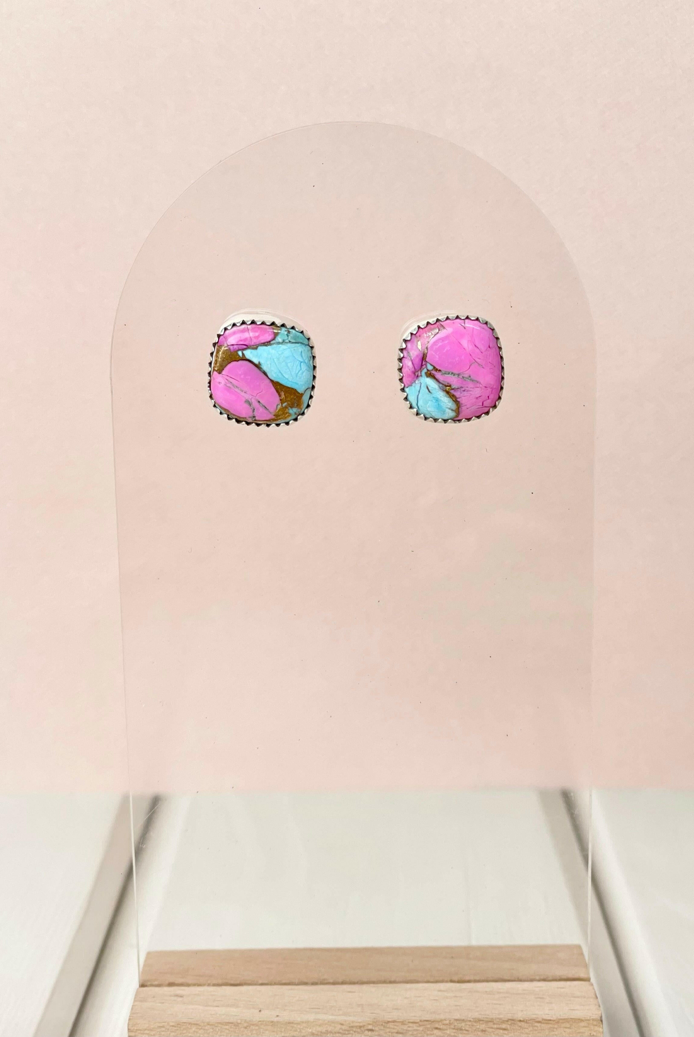 Cotton Candy Slab Studs Bno. 28-Earrings-Krush Kandy, Women's Online Fashion Boutique Located in Phoenix, Arizona (Scottsdale Area)