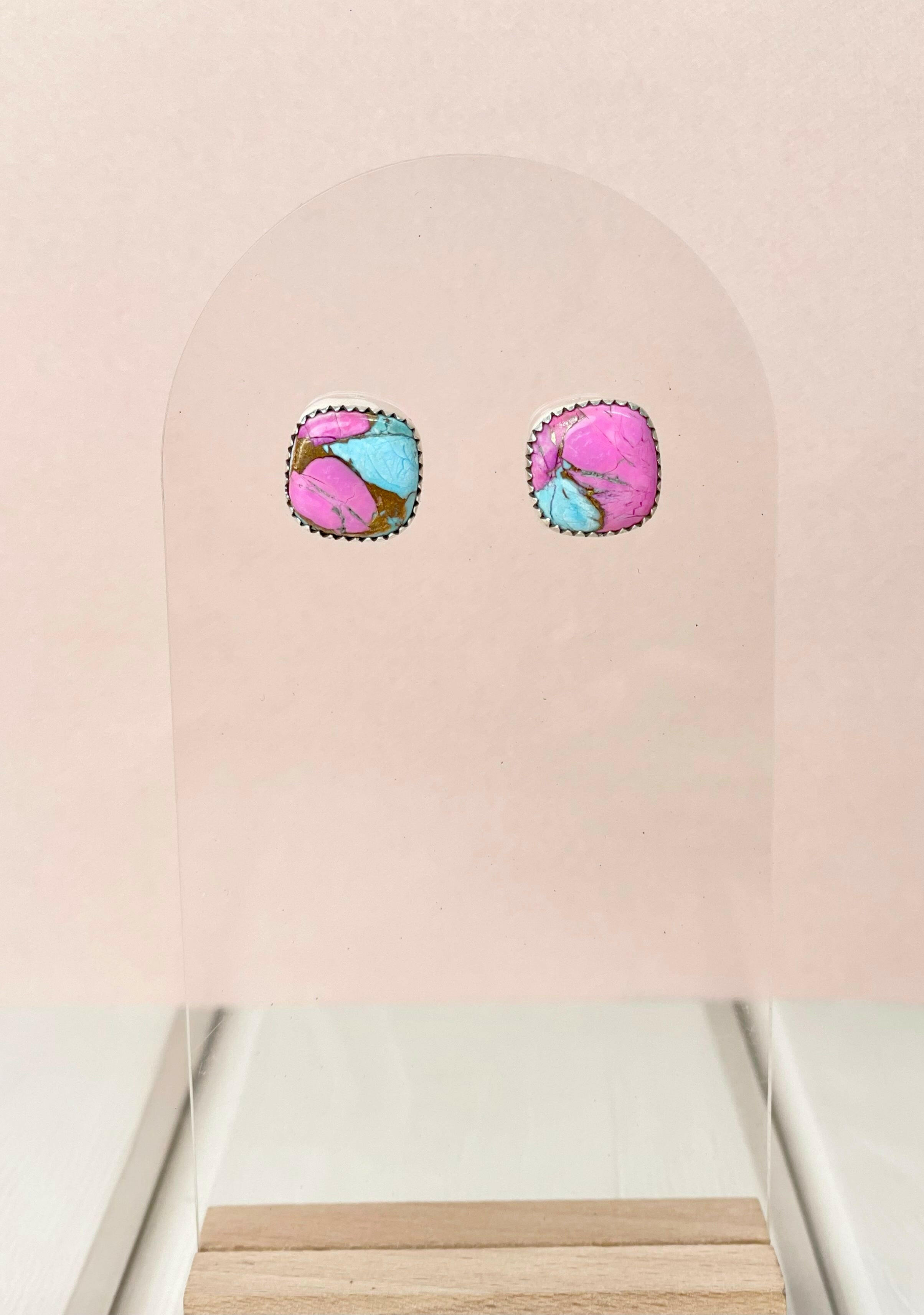 Cotton Candy Slab Studs Bno. 28-Earrings-Krush Kandy, Women's Online Fashion Boutique Located in Phoenix, Arizona (Scottsdale Area)