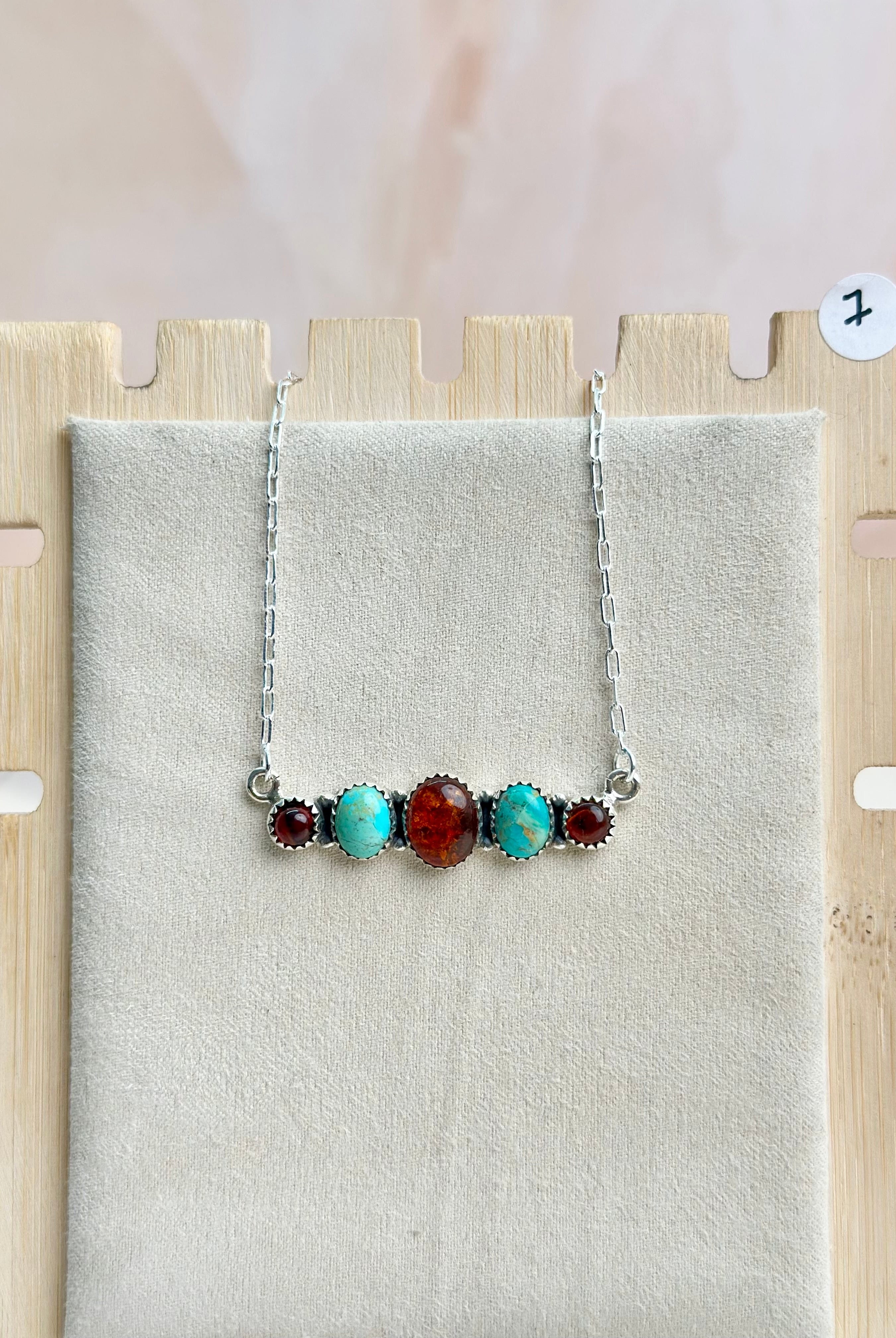 Amber, Turquoise & Crystal Dainty Necklace-Necklaces-Krush Kandy, Women's Online Fashion Boutique Located in Phoenix, Arizona (Scottsdale Area)