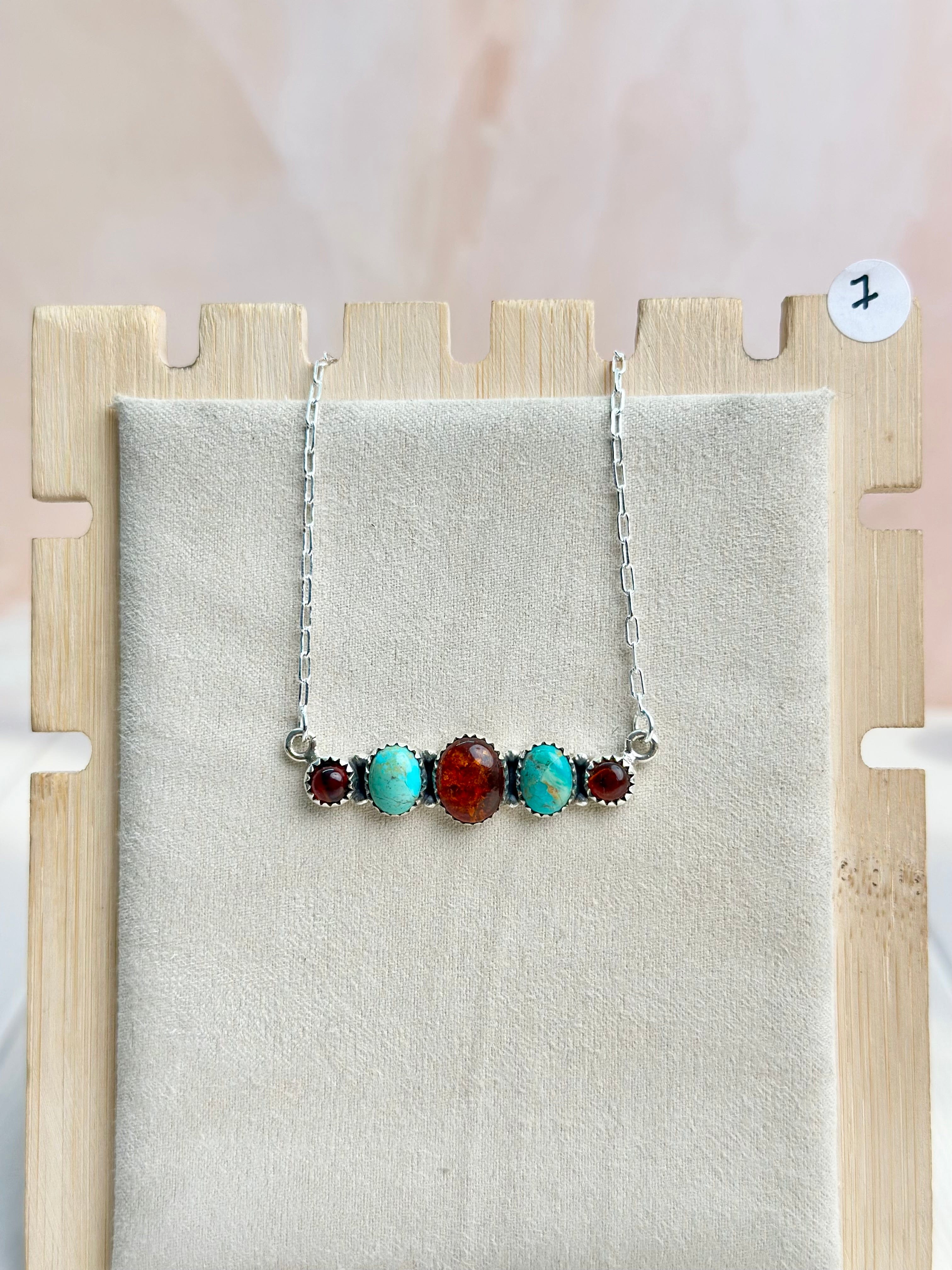 Amber, Turquoise & Crystal Dainty Necklace-Necklaces-Krush Kandy, Women's Online Fashion Boutique Located in Phoenix, Arizona (Scottsdale Area)