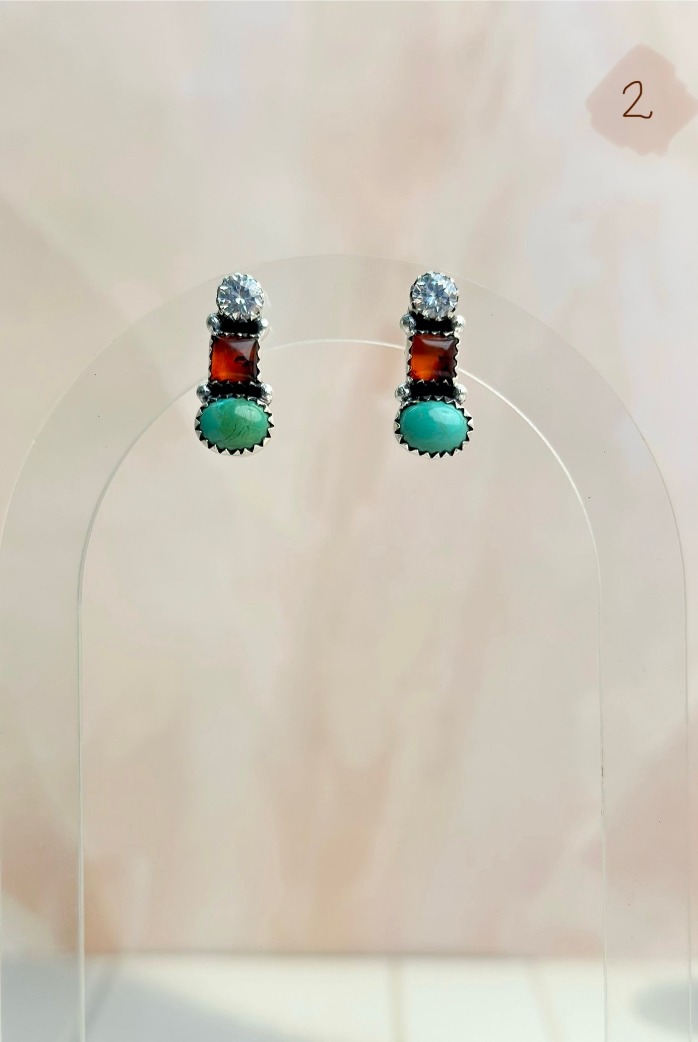 Amber, Turquoise & Crystal Boho Earrings-Earrings-Krush Kandy, Women's Online Fashion Boutique Located in Phoenix, Arizona (Scottsdale Area)