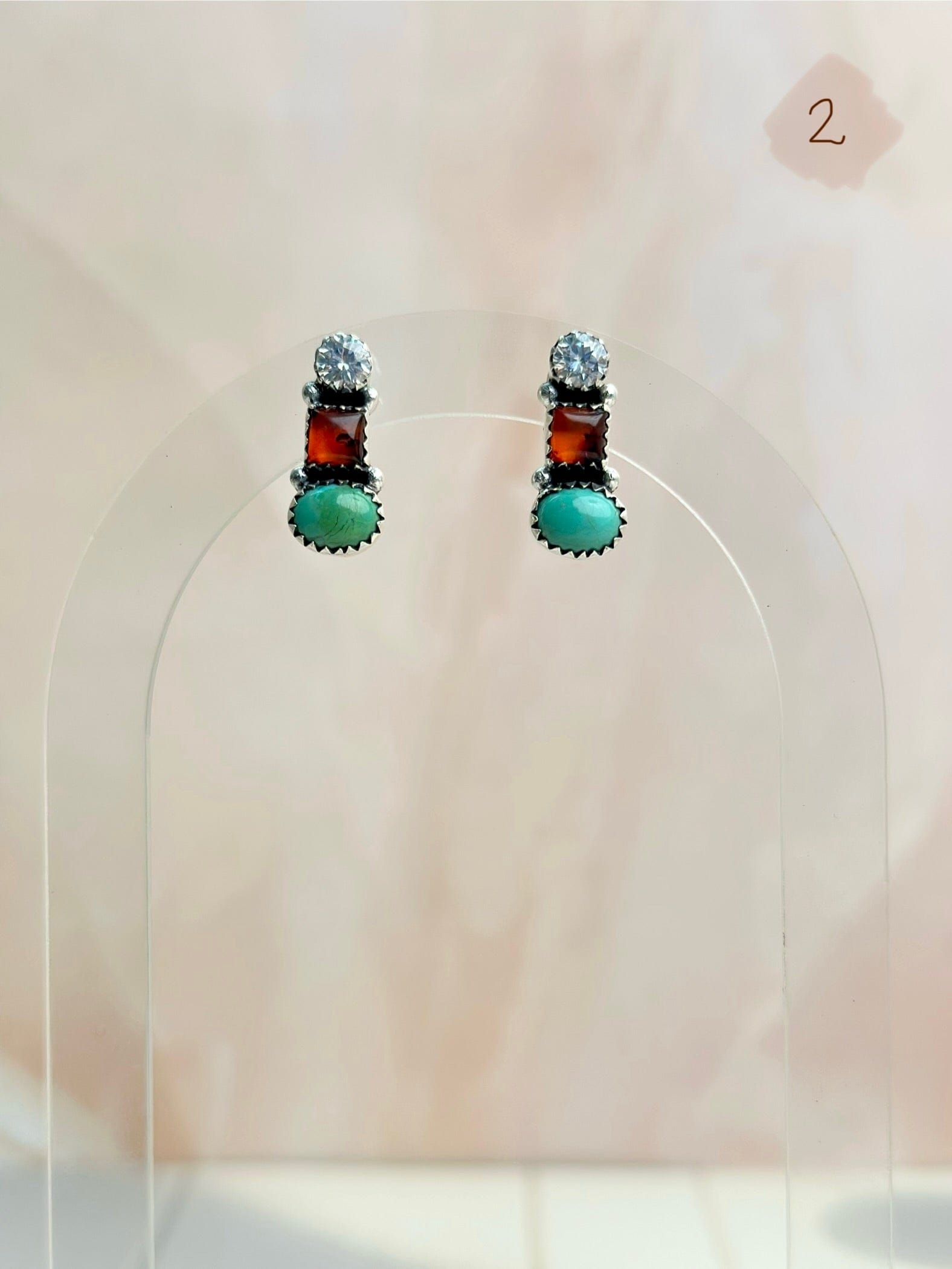 Amber, Turquoise & Crystal Boho Earrings-Earrings-Krush Kandy, Women's Online Fashion Boutique Located in Phoenix, Arizona (Scottsdale Area)