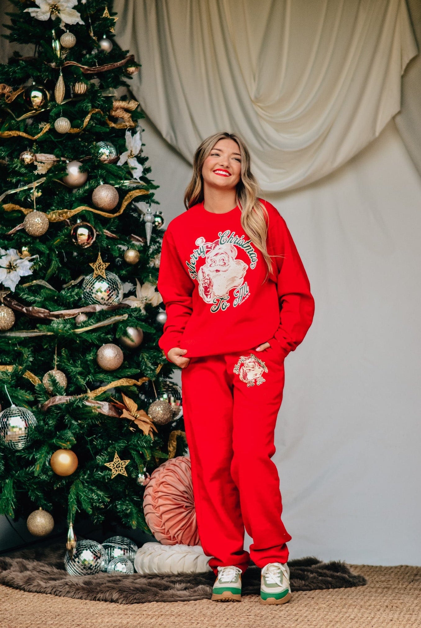 Vintage Santa Red Sweatshirt-Krush Kandy, Women's Online Fashion Boutique Located in Phoenix, Arizona (Scottsdale Area)