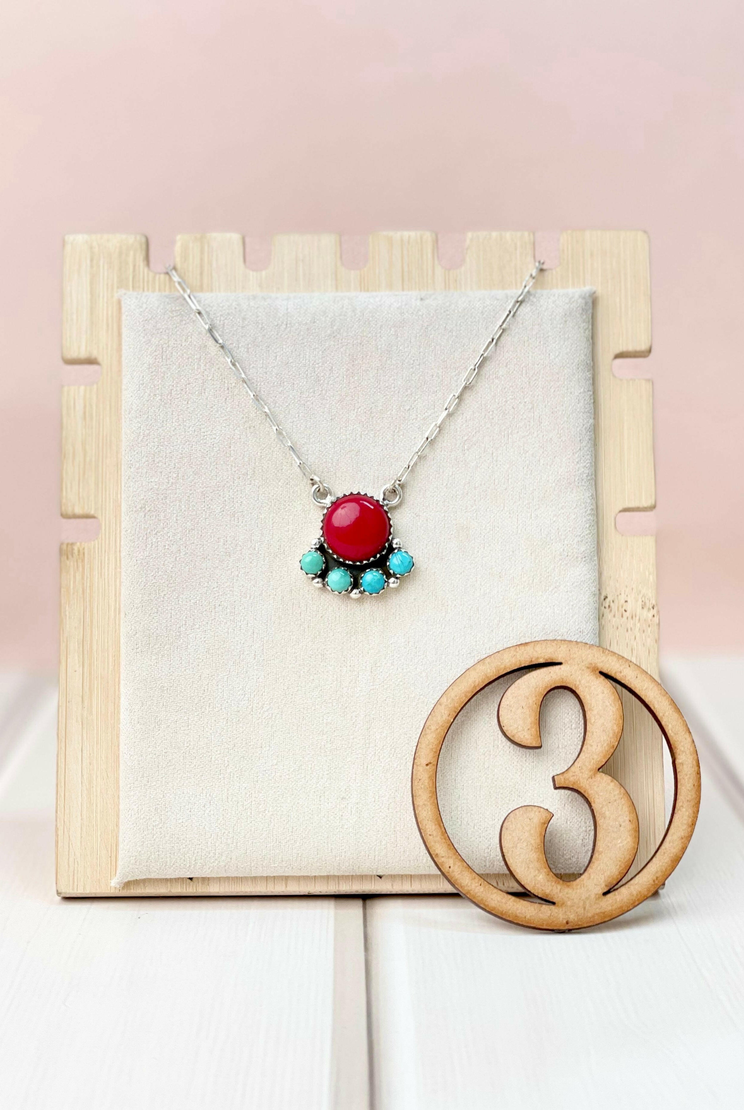 Rosarital Slab & Turquoise Chain Pendants-Necklaces-Krush Kandy, Women's Online Fashion Boutique Located in Phoenix, Arizona (Scottsdale Area)