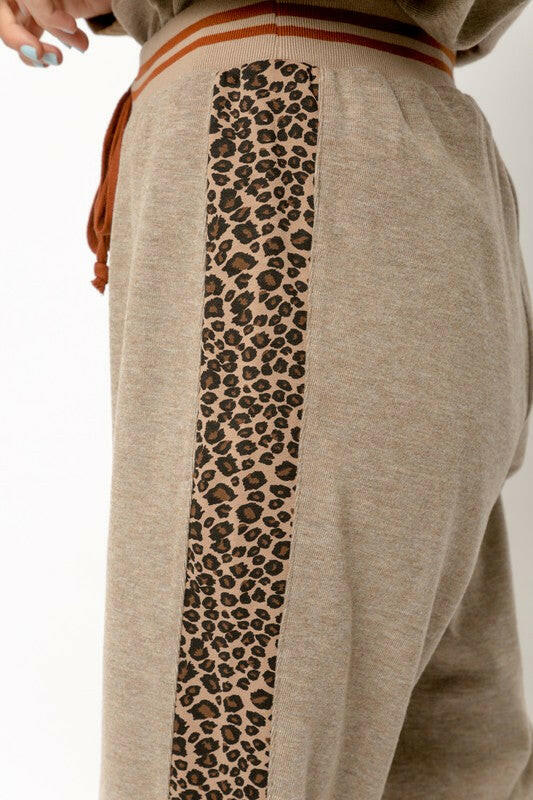 Women's Joggers with Animal Print Contrast-Joggers-Krush Kandy, Women's Online Fashion Boutique Located in Phoenix, Arizona (Scottsdale Area)