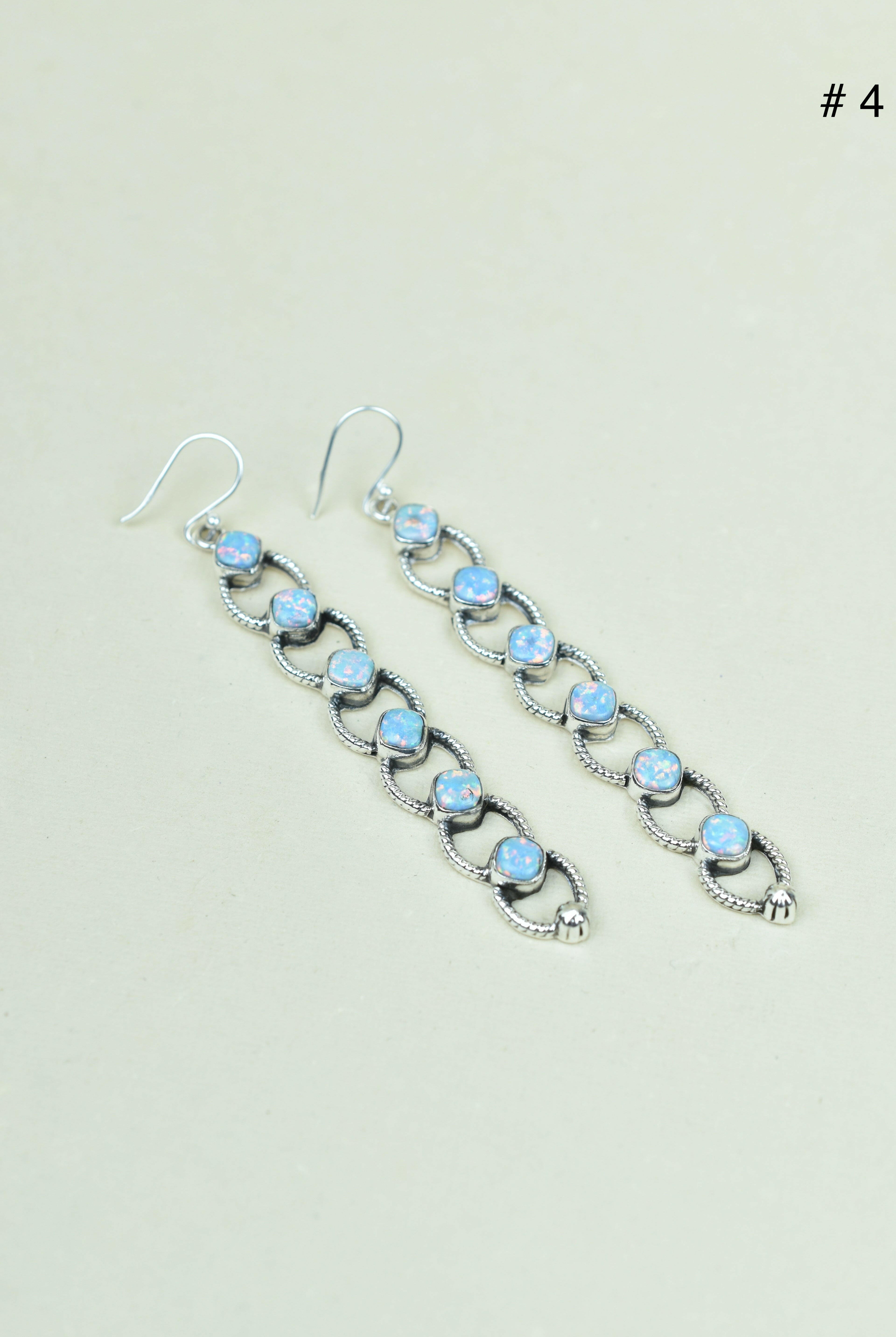Sterling Silver Six Stone Cascading Earrings-Drop Earrings-Krush Kandy, Women's Online Fashion Boutique Located in Phoenix, Arizona (Scottsdale Area)