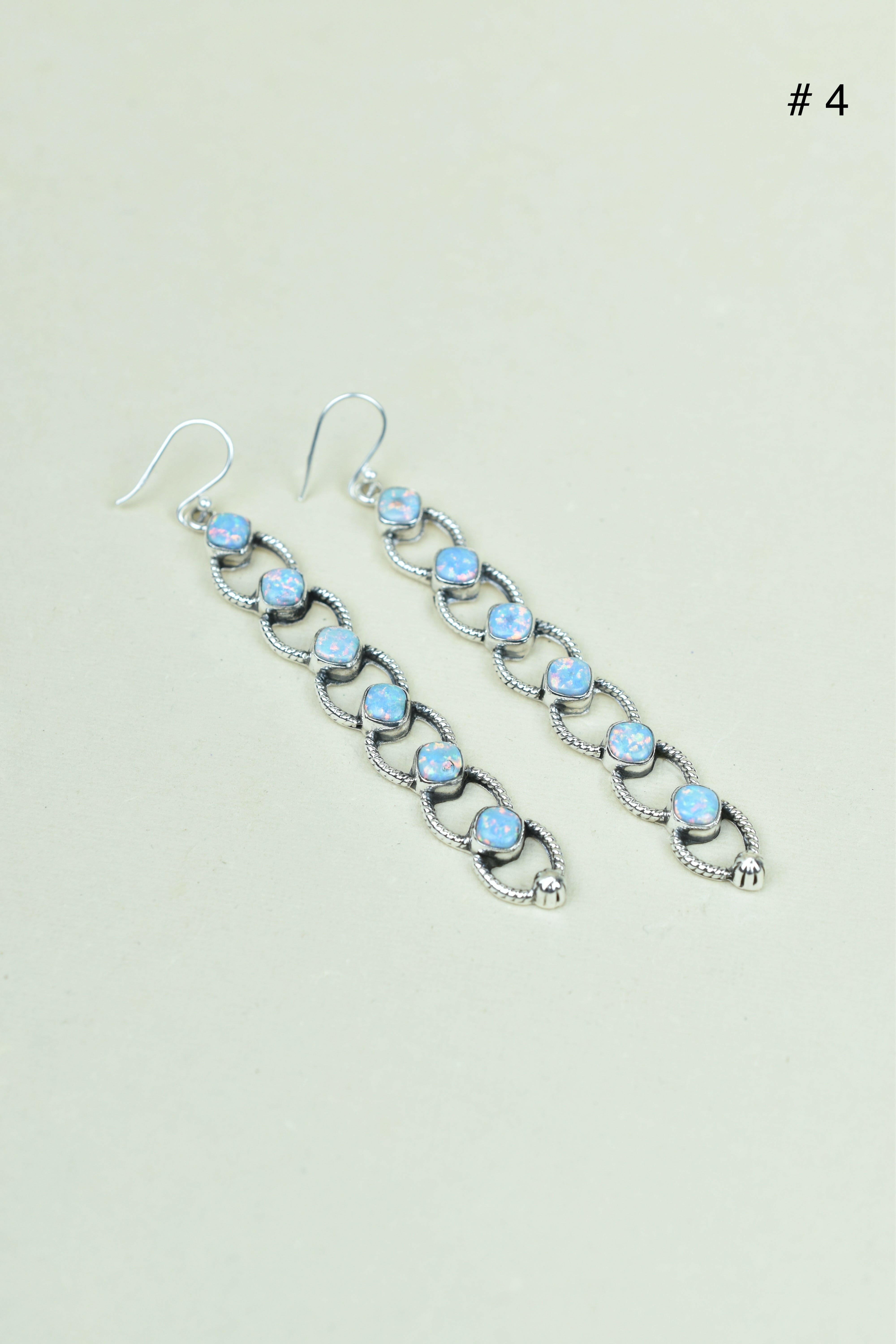 Sterling Silver Six Stone Cascading Earrings-Drop Earrings-Krush Kandy, Women's Online Fashion Boutique Located in Phoenix, Arizona (Scottsdale Area)