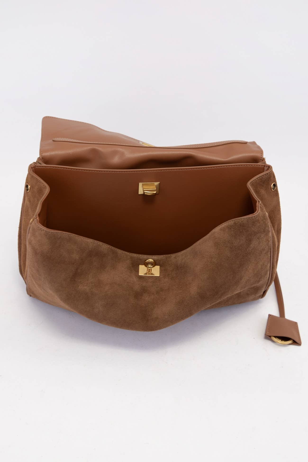Genuine Suede Turn-Lock Satchel-handbags-Krush Kandy, Women's Online Fashion Boutique Located in Phoenix, Arizona (Scottsdale Area)
