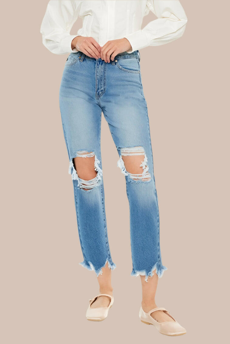 Kancan Distressed Frayed Hem Cropped Jeans-Krush Kandy, Women's Online Fashion Boutique Located in Phoenix, Arizona (Scottsdale Area)