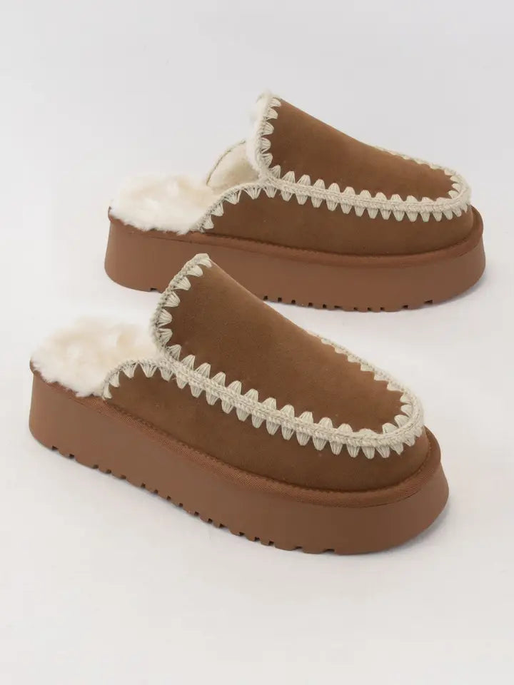 Platformed Fur Shearling Slip-On Slide-Slippers-Krush Kandy, Women's Online Fashion Boutique Located in Phoenix, Arizona (Scottsdale Area)
