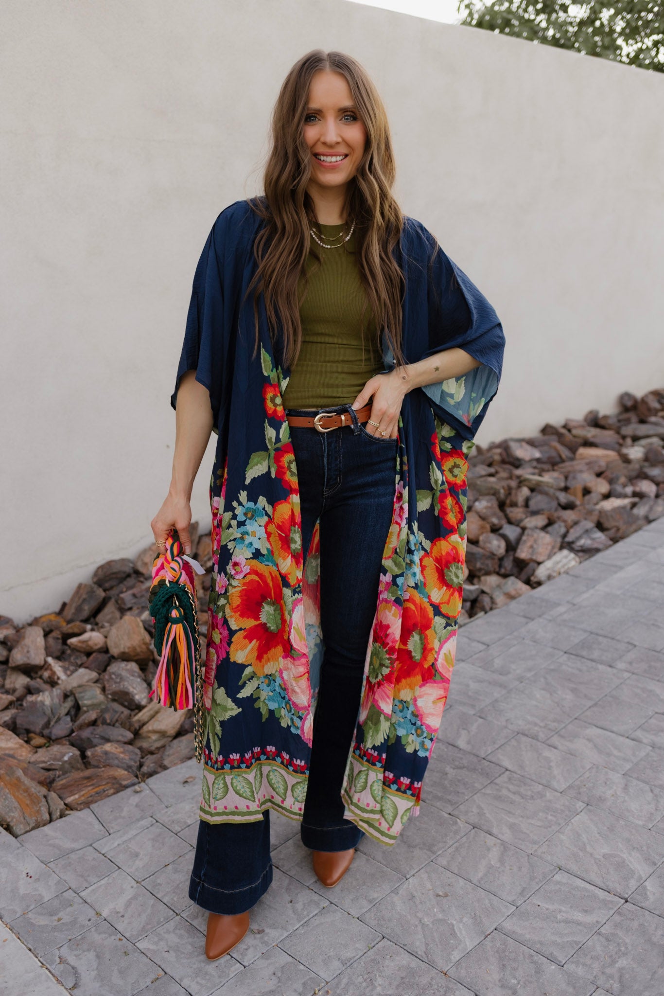 Boho Luxe Styling with the Giant Floral Kimono Duster-Kimonos-Krush Kandy, Women's Online Fashion Boutique Located in Phoenix, Arizona (Scottsdale Area)