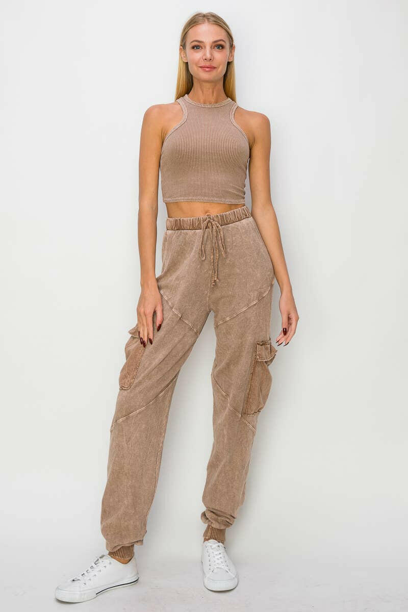 J.HER Mineral Wash Cargo pocket detail Joggers-Krush Kandy, Women's Online Fashion Boutique Located in Phoenix, Arizona (Scottsdale Area)