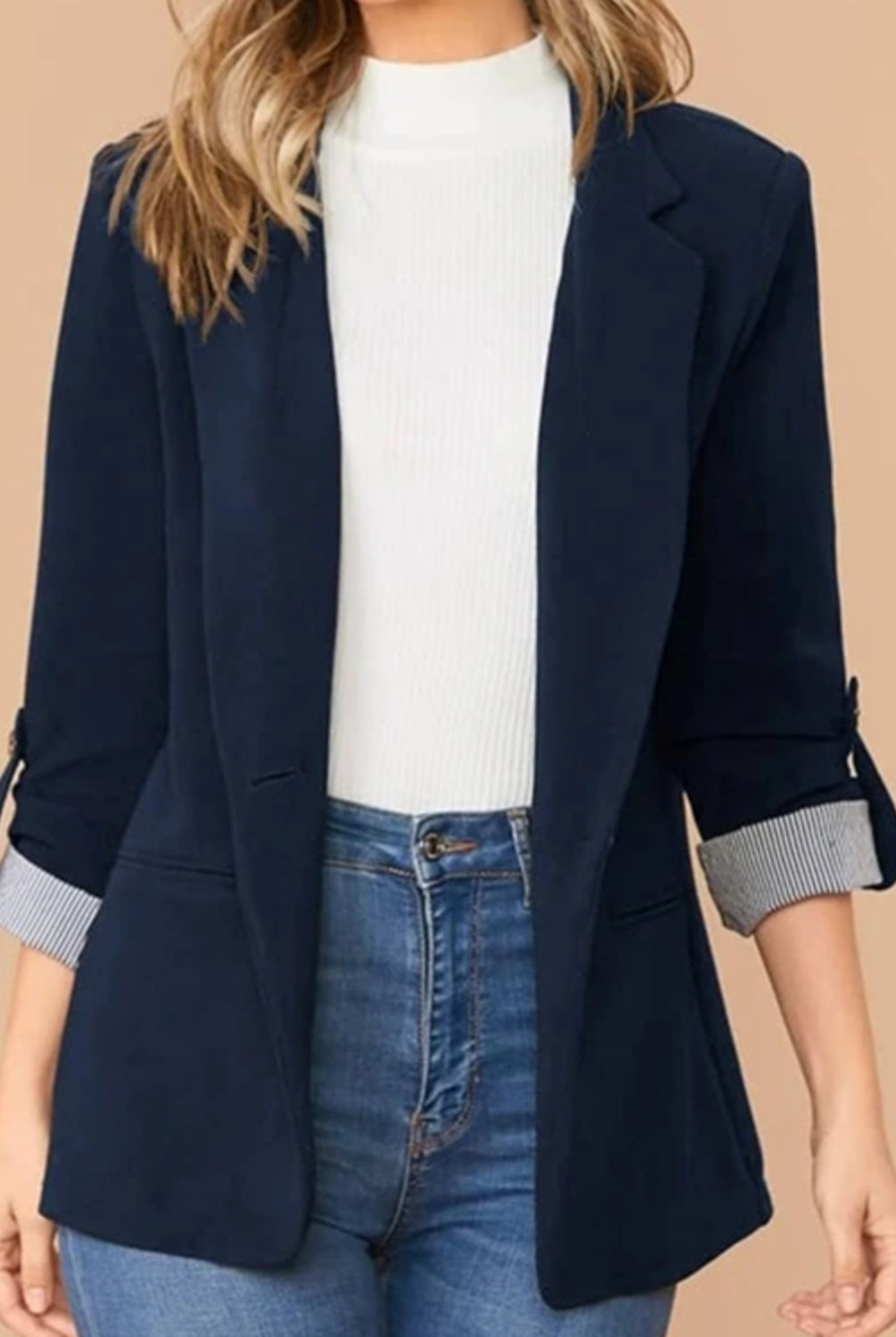 Lapel Collar Roll-Tab Sleeve Blazer-Krush Kandy, Women's Online Fashion Boutique Located in Phoenix, Arizona (Scottsdale Area)