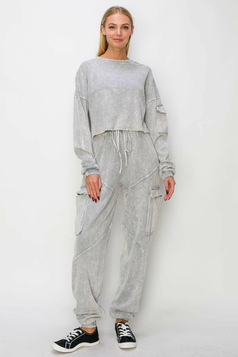 J.HER Mineral Wash Cargo pocket detail Joggers-Krush Kandy, Women's Online Fashion Boutique Located in Phoenix, Arizona (Scottsdale Area)