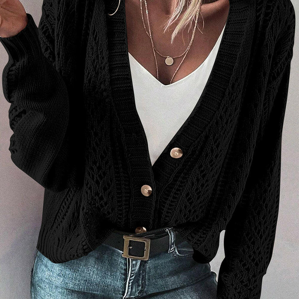 Openwork Button Up Long Sleeve Cardigan-Sweaters-Krush Kandy, Women's Online Fashion Boutique Located in Phoenix, Arizona (Scottsdale Area)
