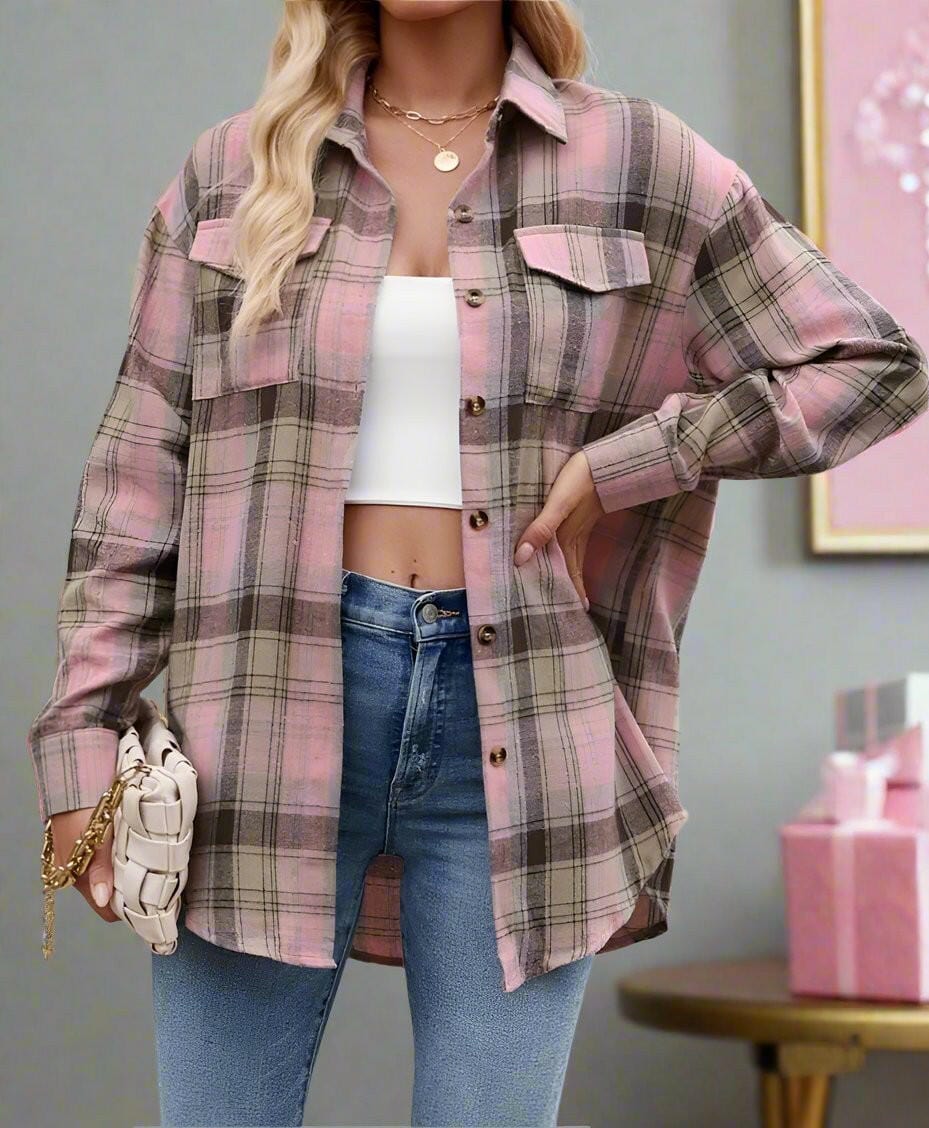 Weekend Wander Plaid Button-Down-Tops-Krush Kandy, Women's Online Fashion Boutique Located in Phoenix, Arizona (Scottsdale Area)
