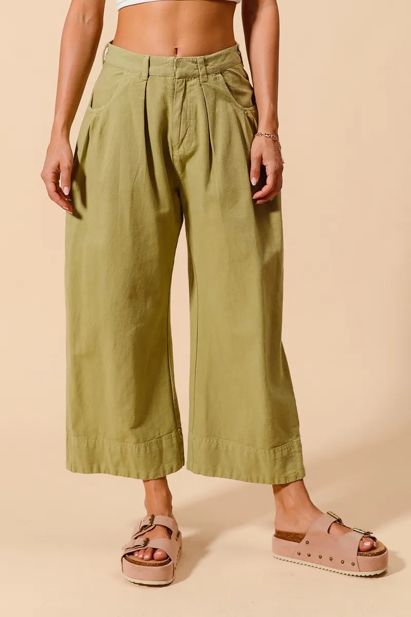 SO ME Mid Rise Wide Leg Chino Pants With Pockets-Pants-Krush Kandy, Women's Online Fashion Boutique Located in Phoenix, Arizona (Scottsdale Area)