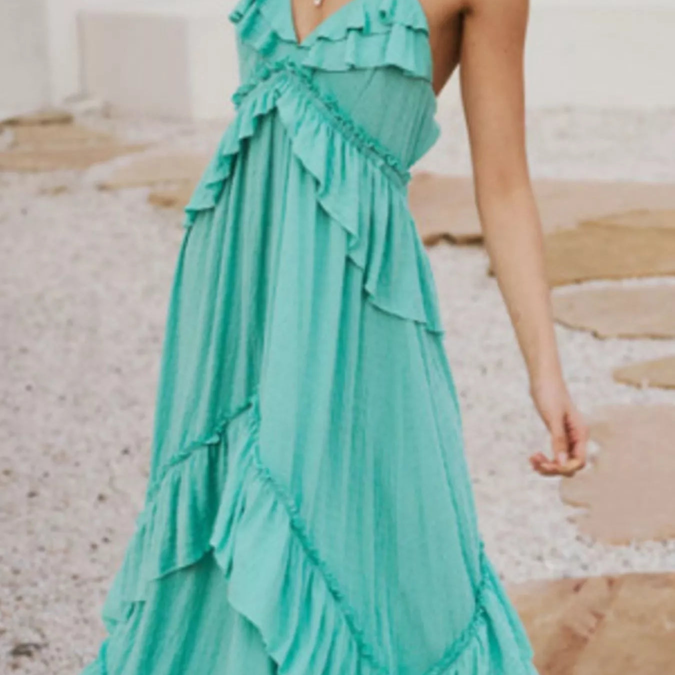 Ruffled Halter Neck Maxi Dress-Dresses-Krush Kandy, Women's Online Fashion Boutique Located in Phoenix, Arizona (Scottsdale Area)