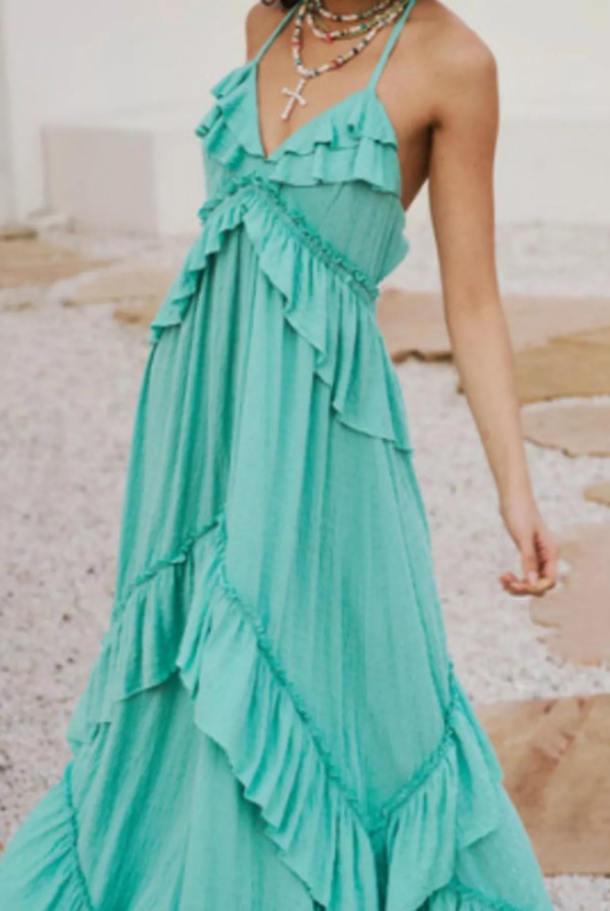 Ruffled Halter Neck Maxi Dress-Dresses-Krush Kandy, Women's Online Fashion Boutique Located in Phoenix, Arizona (Scottsdale Area)