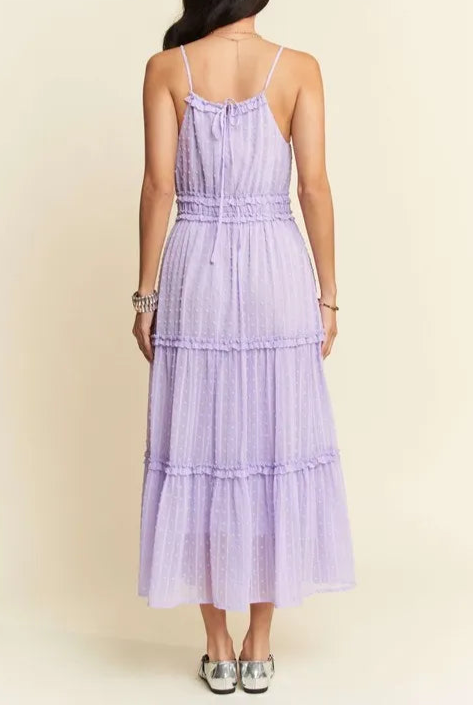 Davi & Dani Texture Swiss Dot Ruffle Square Neck Midi Dress-Dresses-Krush Kandy, Women's Online Fashion Boutique Located in Phoenix, Arizona (Scottsdale Area)