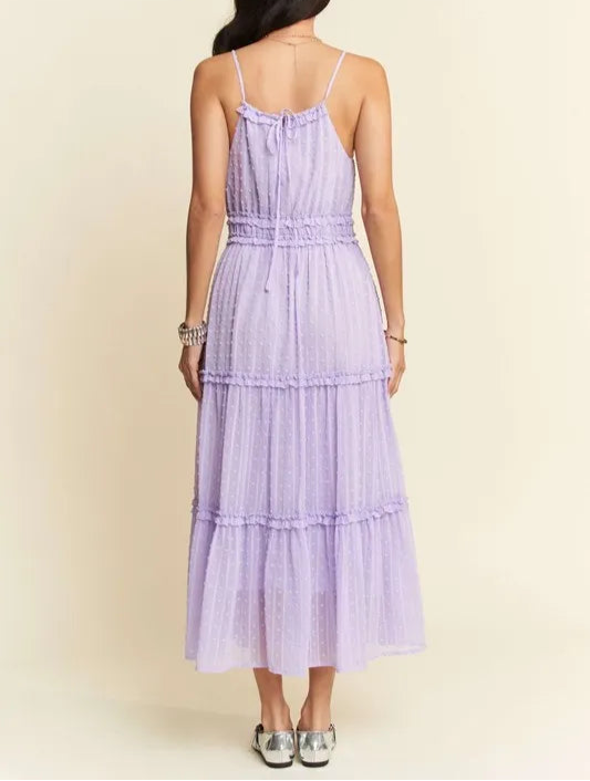 Davi & Dani Texture Swiss Dot Ruffle Square Neck Midi Dress-Dresses-Krush Kandy, Women's Online Fashion Boutique Located in Phoenix, Arizona (Scottsdale Area)