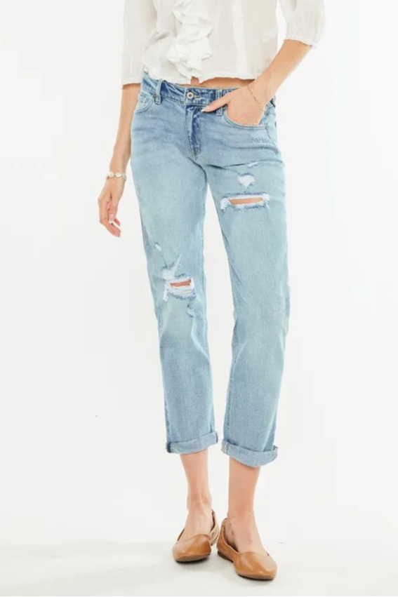 Kancan Mid Rise Distressed Boyfriend Fit Jeans-Denim-Krush Kandy, Women's Online Fashion Boutique Located in Phoenix, Arizona (Scottsdale Area)