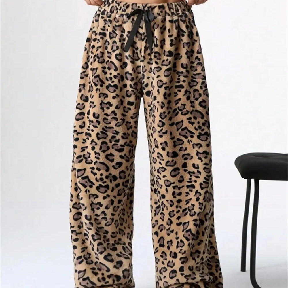 Leopard Wide Leg Plush Pants-Pants-Krush Kandy, Women's Online Fashion Boutique Located in Phoenix, Arizona (Scottsdale Area)