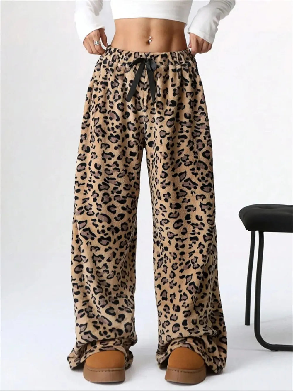 Leopard Wide Leg Plush Pants-Pants-Krush Kandy, Women's Online Fashion Boutique Located in Phoenix, Arizona (Scottsdale Area)