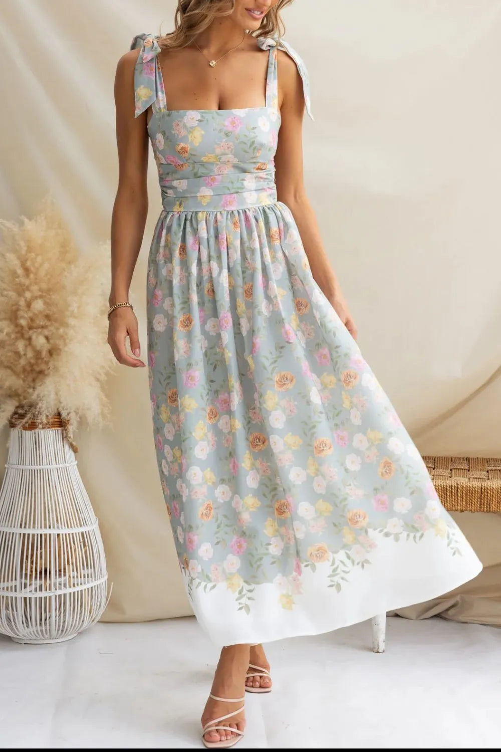 Printed Tie Shoulder Midi Cami Dress-Krush Kandy, Women's Online Fashion Boutique Located in Phoenix, Arizona (Scottsdale Area)