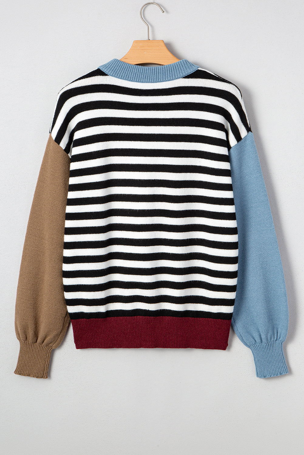 Striped Patchwork Knit Sweater-Sweaters-Krush Kandy, Women's Online Fashion Boutique Located in Phoenix, Arizona (Scottsdale Area)
