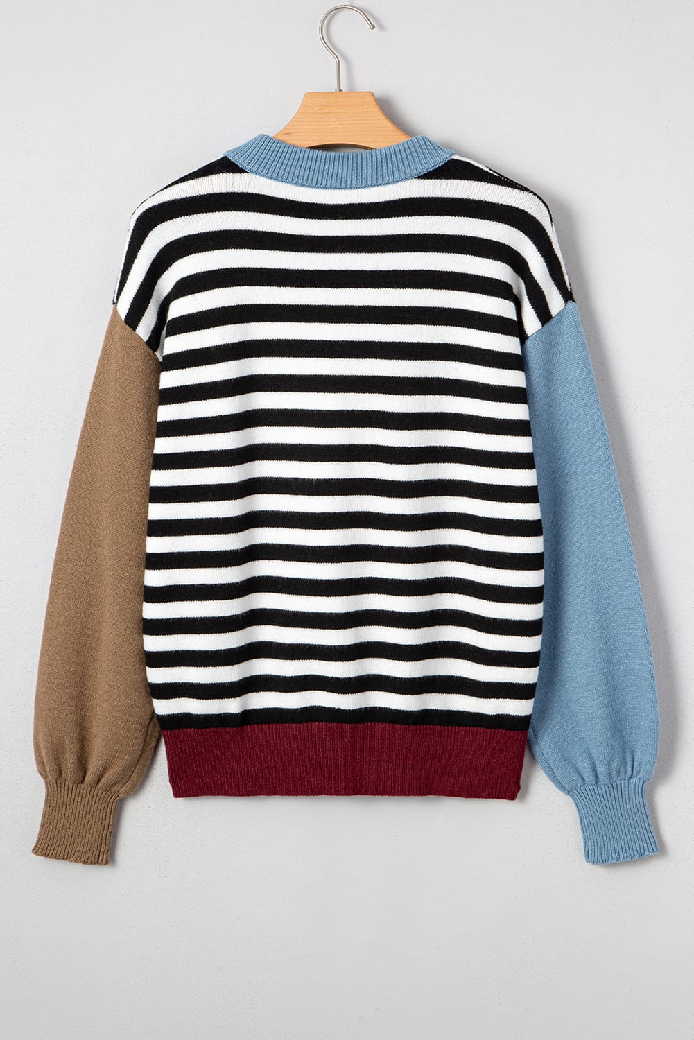 Striped Patchwork Knit Sweater-Sweaters-Krush Kandy, Women's Online Fashion Boutique Located in Phoenix, Arizona (Scottsdale Area)
