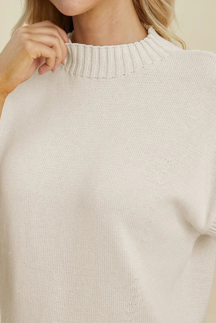 Double Take Full Size Mock Neck Short Sleeve Sweater-Krush Kandy, Women's Online Fashion Boutique Located in Phoenix, Arizona (Scottsdale Area)