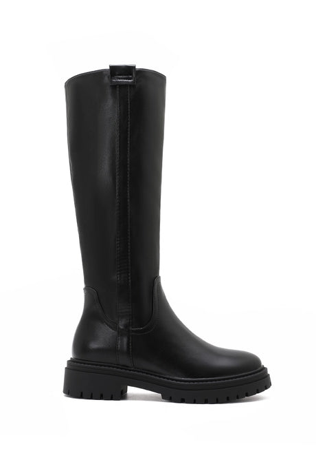 Black Knee High Lug Sole Boot-Shoes-Krush Kandy, Women's Online Fashion Boutique Located in Phoenix, Arizona (Scottsdale Area)
