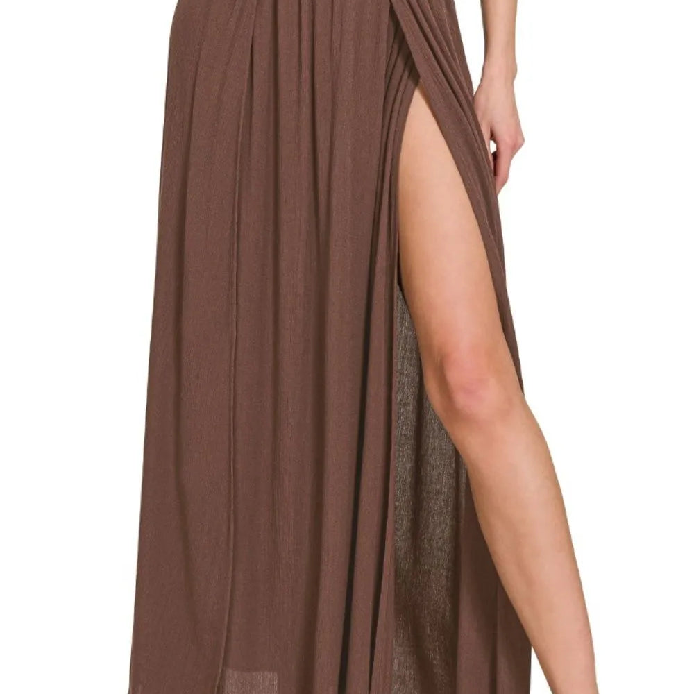 Zenana Woven Crinkle Gauze Long Skirts-Skirts-Krush Kandy, Women's Online Fashion Boutique Located in Phoenix, Arizona (Scottsdale Area)