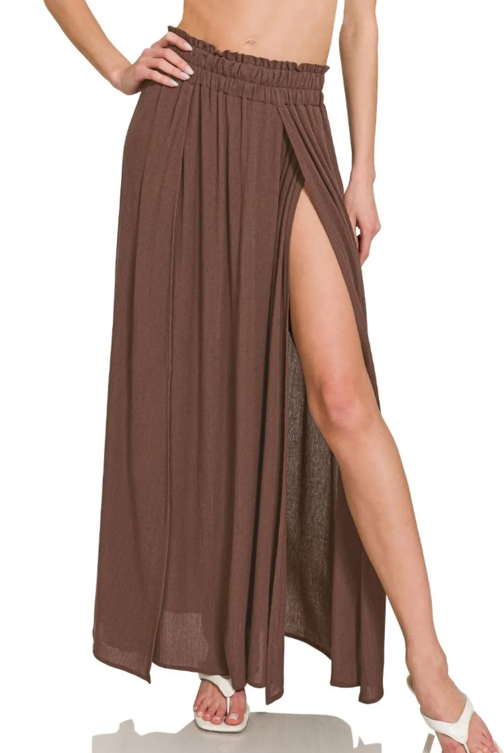 Zenana Woven Crinkle Gauze Long Skirts-Skirts-Krush Kandy, Women's Online Fashion Boutique Located in Phoenix, Arizona (Scottsdale Area)