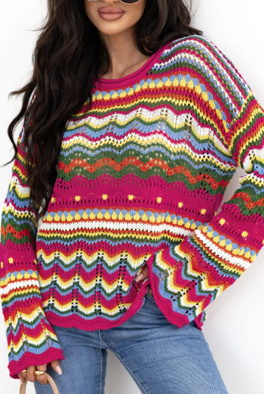 Sunburst Stitches Knit Sweater-Sweaters-Krush Kandy, Women's Online Fashion Boutique Located in Phoenix, Arizona (Scottsdale Area)