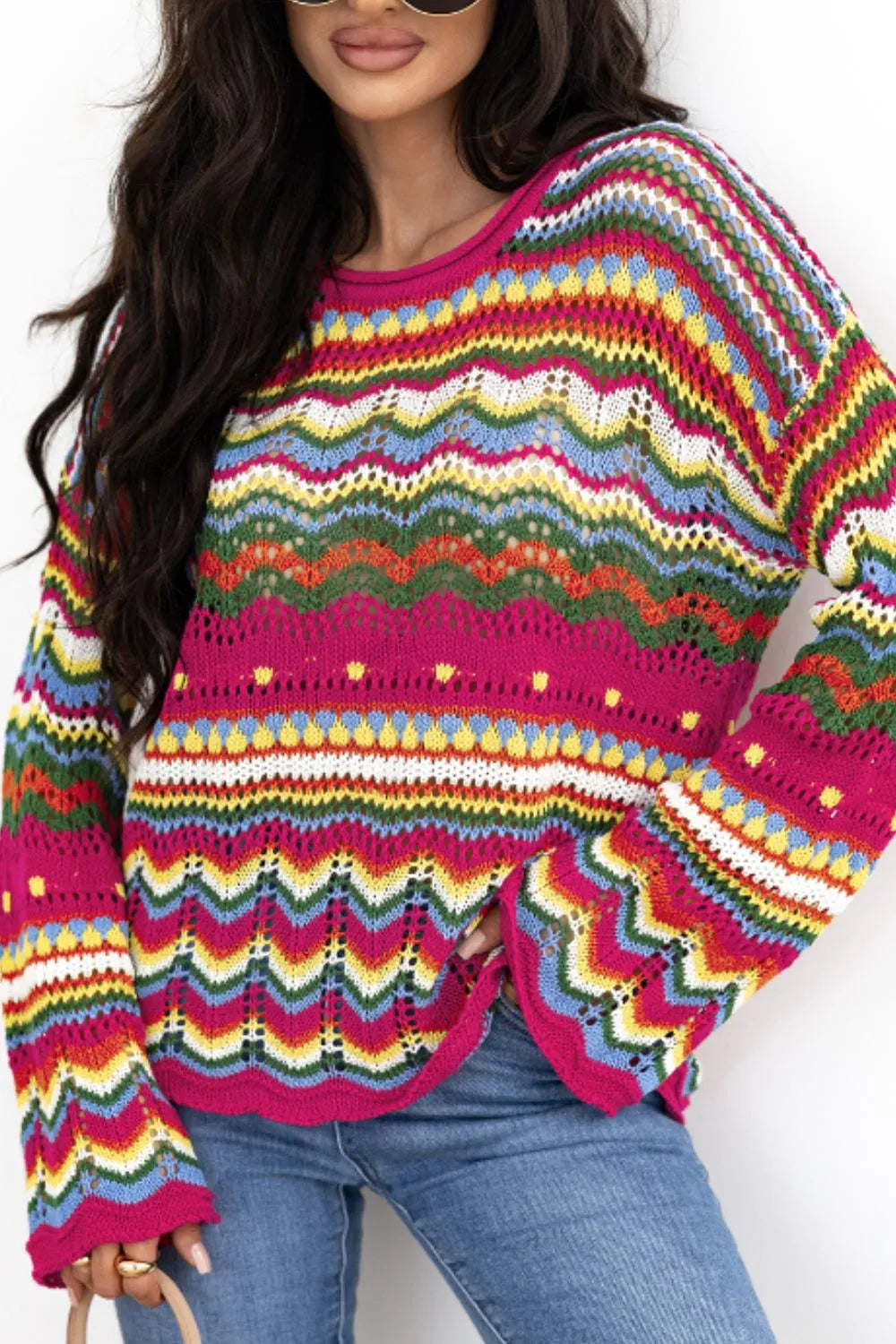 Sunburst Stitches Knit Sweater-Sweaters-Krush Kandy, Women's Online Fashion Boutique Located in Phoenix, Arizona (Scottsdale Area)