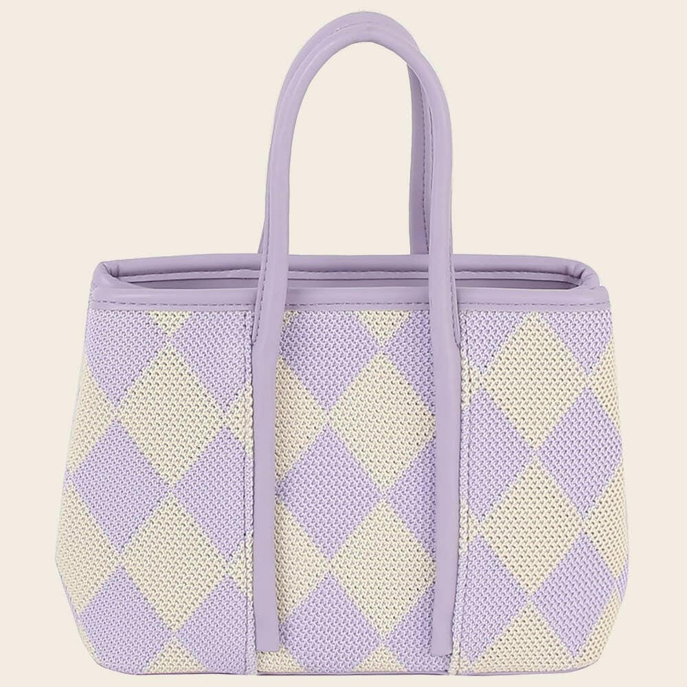 Argyle Checkered Tote Bag-handbag-Krush Kandy, Women's Online Fashion Boutique Located in Phoenix, Arizona (Scottsdale Area)
